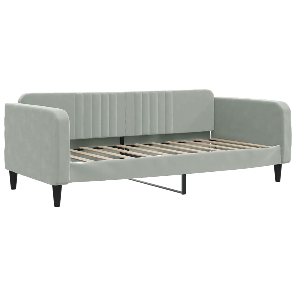 Lit de jour avec lit gigogne gris clair 100x190 cm velours - XIOS