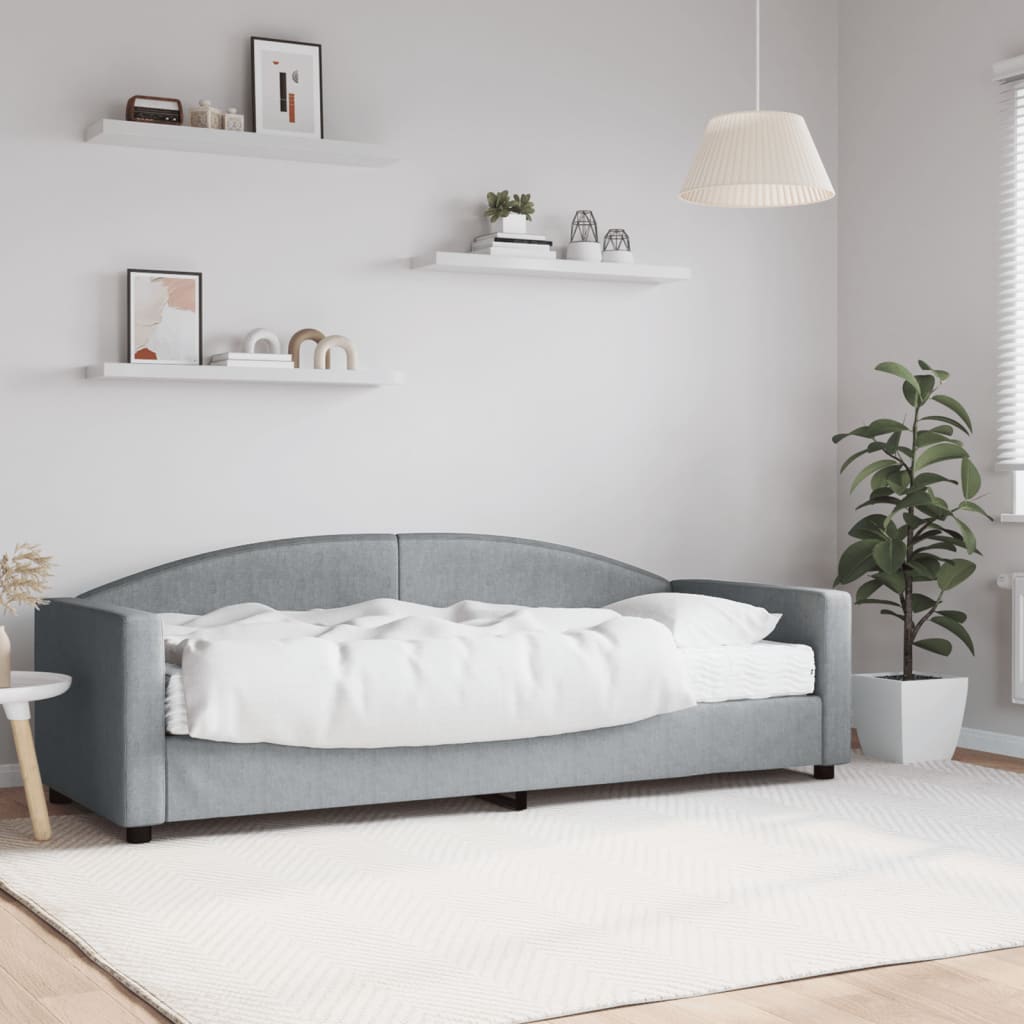 Lit de jour avec matelas gris clair 80x200 cm tissu - XIOS