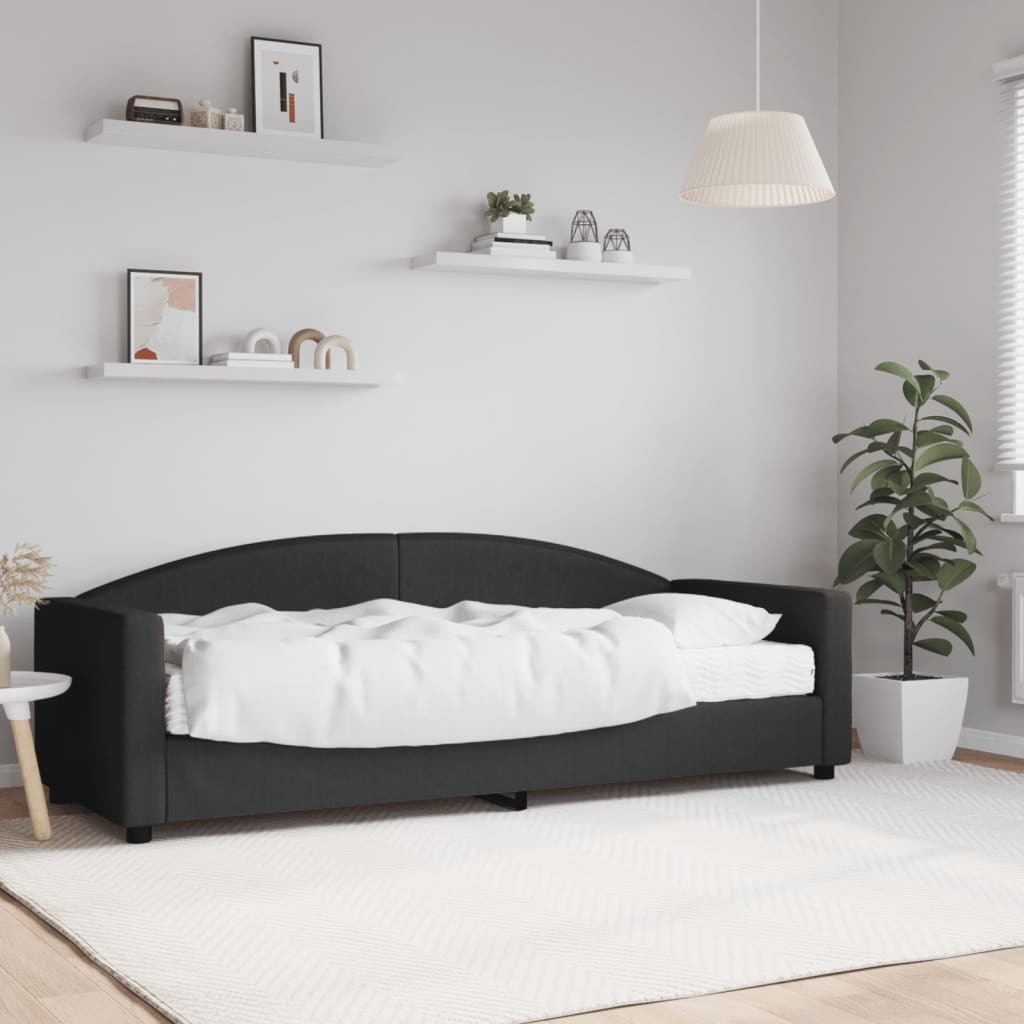 Lit de jour avec matelas noir 80x200 cm tissu - XIOS