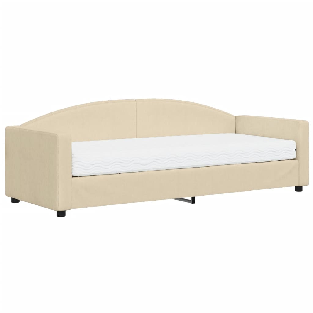 Lit de jour avec matelas crème 80x200 cm tissu - XIOS