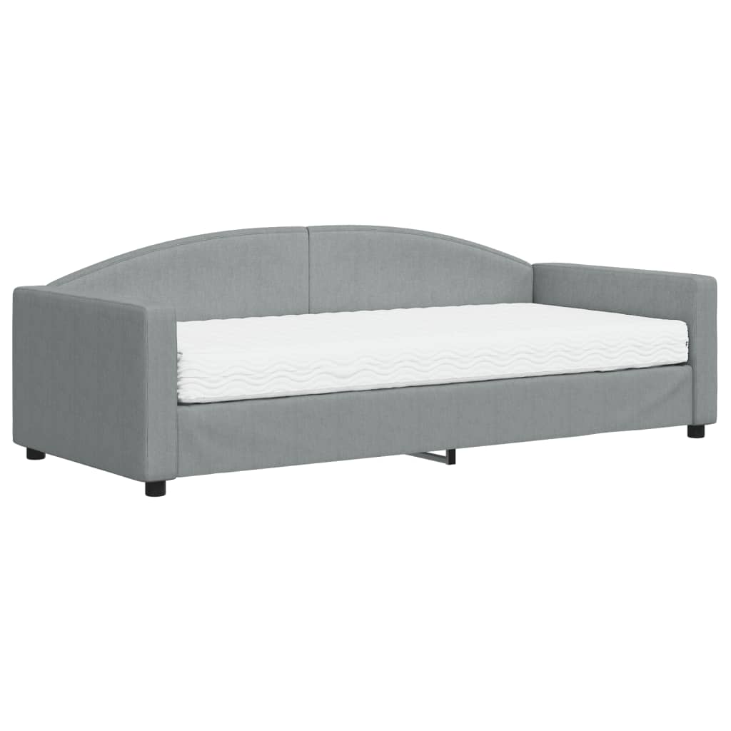 Lit de jour avec matelas gris clair 90x200 cm tissu - XIOS