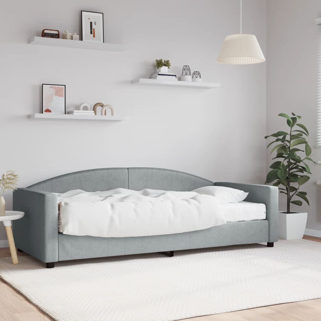 Lit de jour avec matelas gris clair 90x200 cm tissu - XIOS