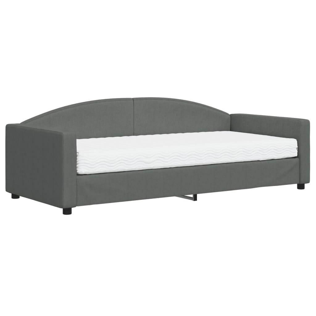Lit de jour avec matelas gris foncé 90x200 cm tissu - XIOS