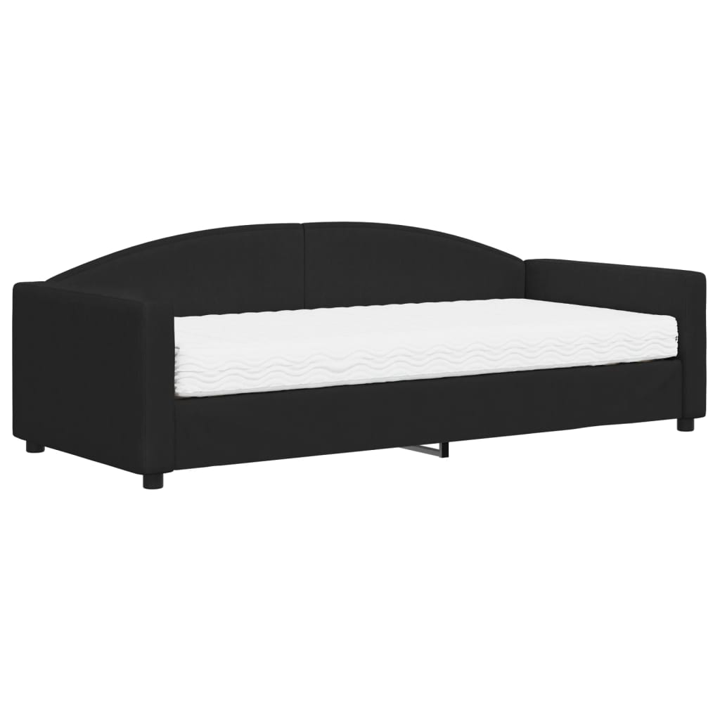 Lit de jour avec matelas noir 90x200 cm tissu - XIOS