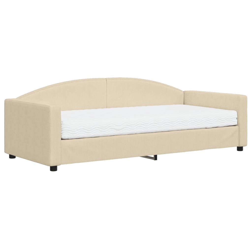 Lit de jour avec matelas crème 90x200 cm tissu - XIOS