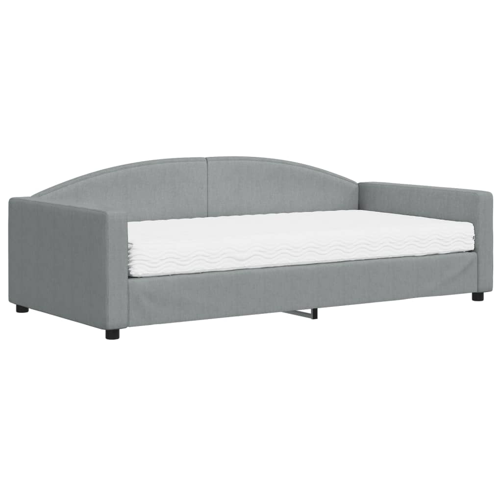 Lit de jour avec matelas gris clair 100x200 cm tissu - XIOS