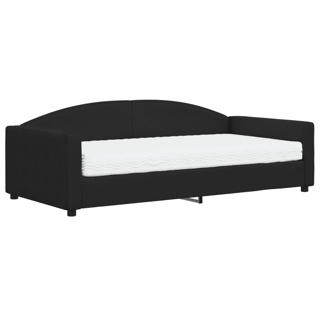 Lit de jour avec matelas noir 100x200 cm tissu - XIOS