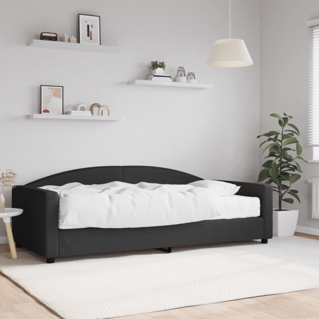 Lit de jour avec matelas noir 100x200 cm tissu - XIOS
