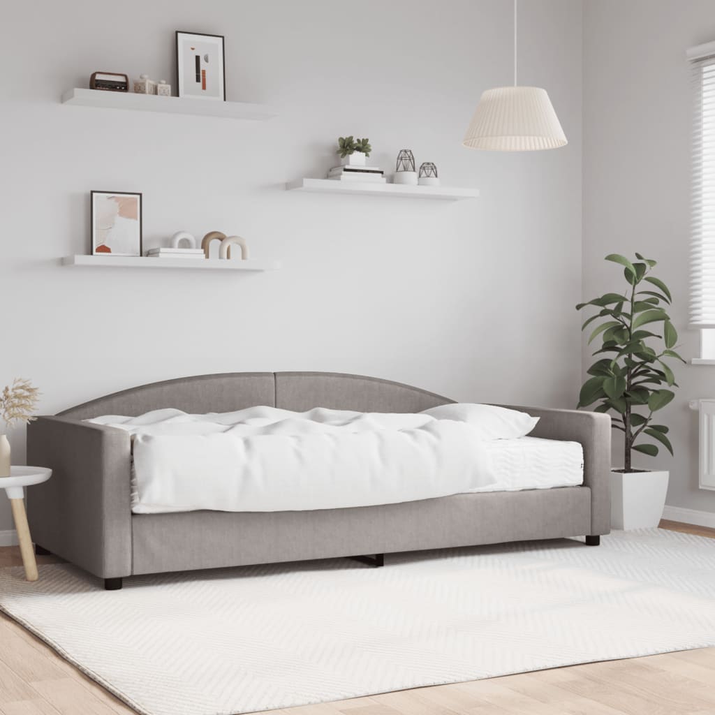 Lit de jour avec matelas taupe 100x200 cm tissu - XIOS
