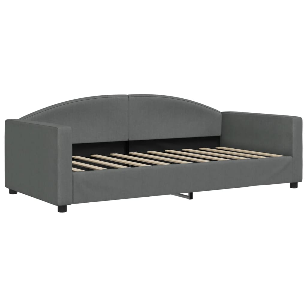 Lit de jour avec matelas gris foncé 90x190 cm tissu - XIOS