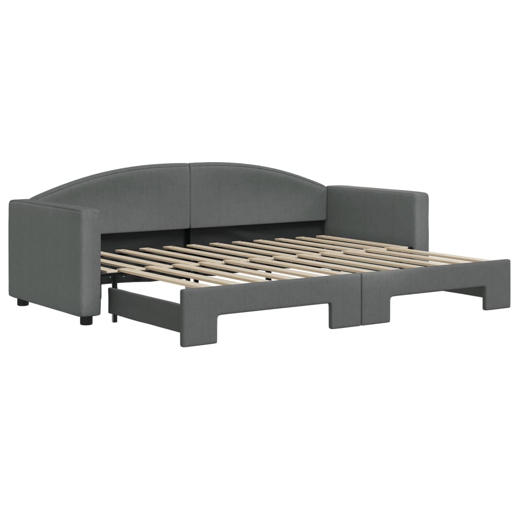 Lit de jour avec gigogne sans matelas gris foncé 80x200 cm - XIOS