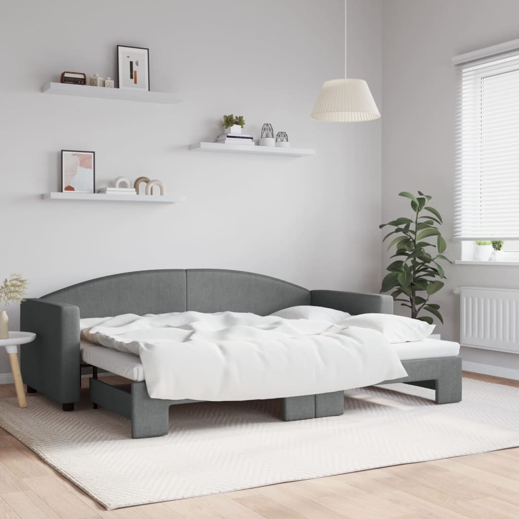 Lit de jour avec gigogne sans matelas gris foncé 80x200 cm - XIOS