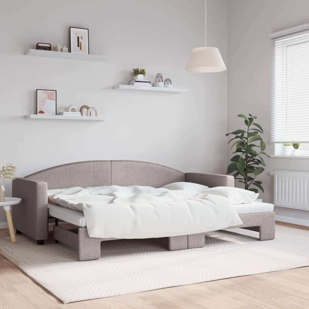 Lit de jour avec gigogne sans matelas taupe 80x200 cm - XIOS
