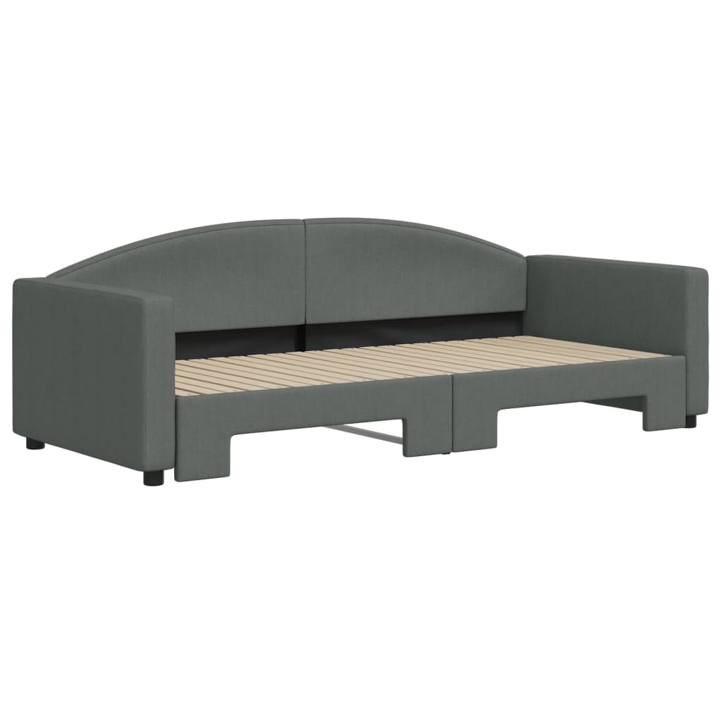 Lit de jour avec gigogne sans matelas gris foncé 90x200 cm - XIOS