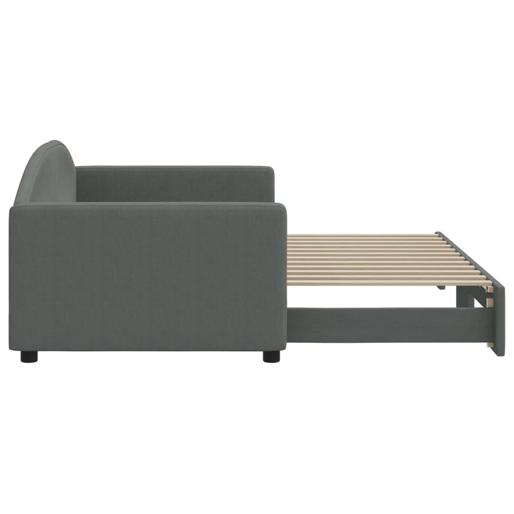 Lit de jour avec gigogne sans matelas gris foncé 90x200 cm - XIOS