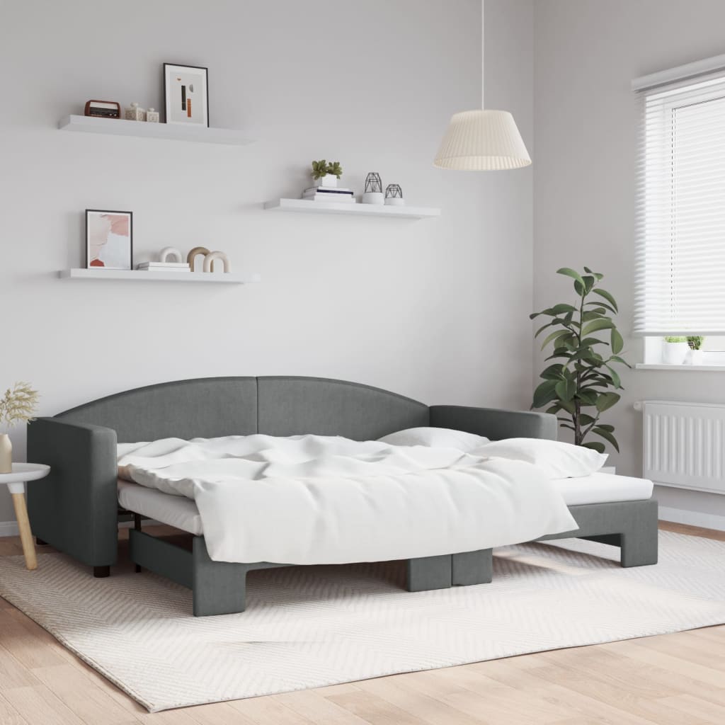 Lit de jour avec gigogne sans matelas gris foncé 90x200 cm - XIOS