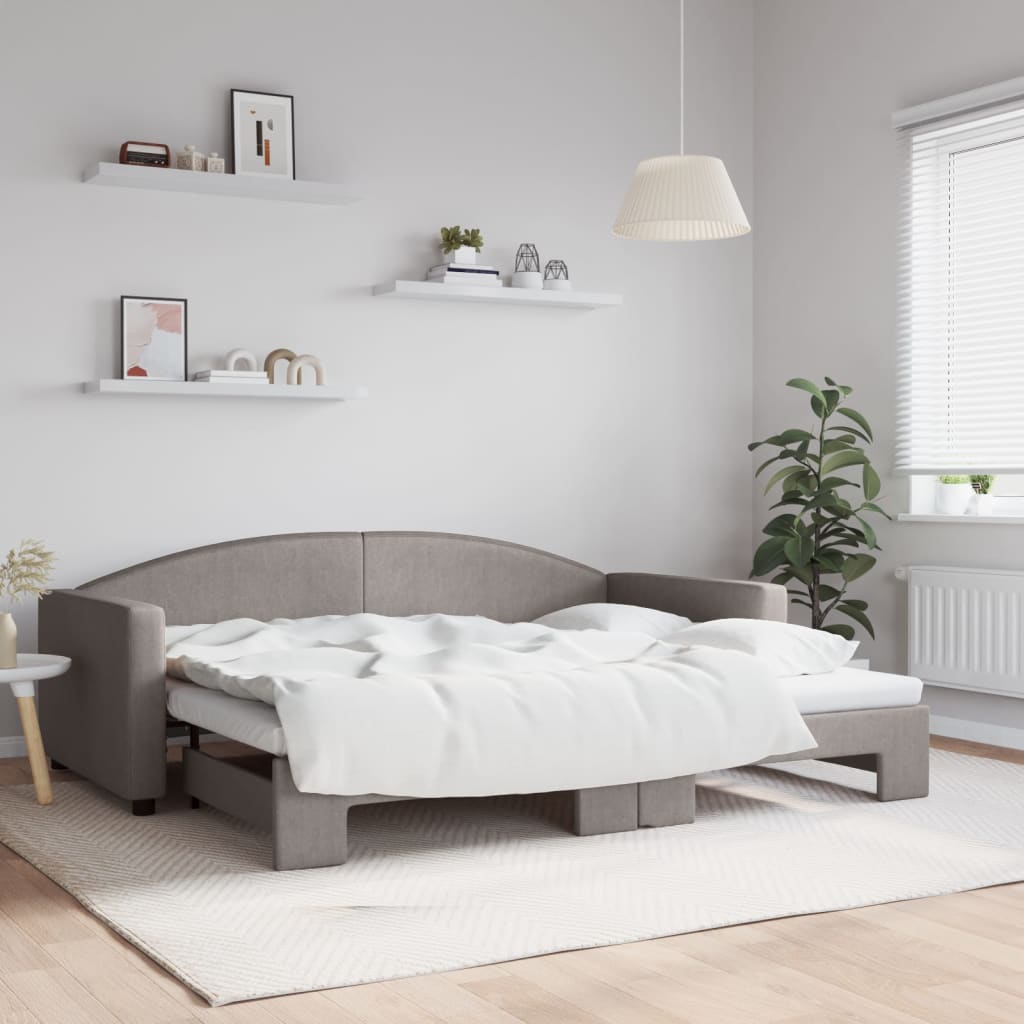 Lit de jour avec gigogne sans matelas taupe 90x200 cm - XIOS