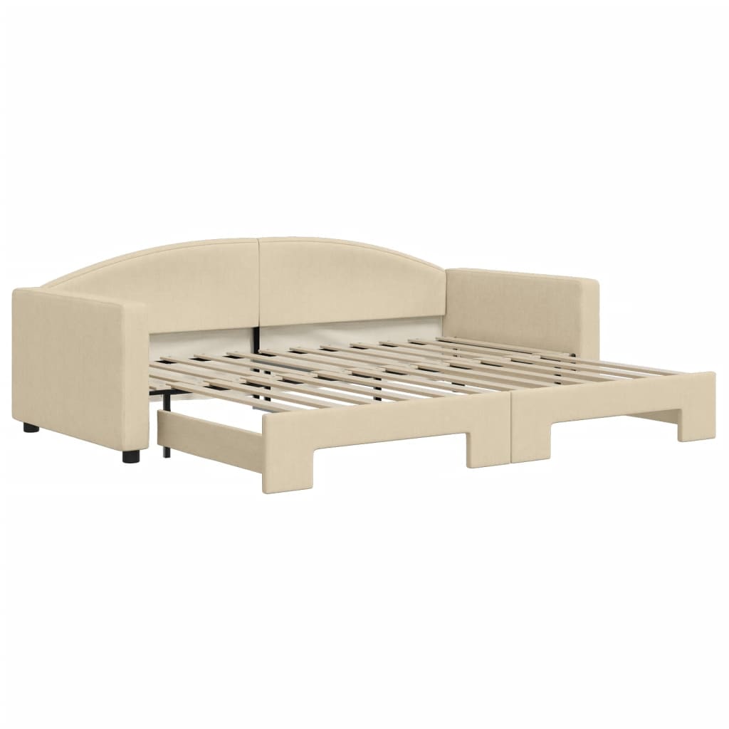 Lit de jour avec gigogne sans matelas crème 90x200 cm - XIOS