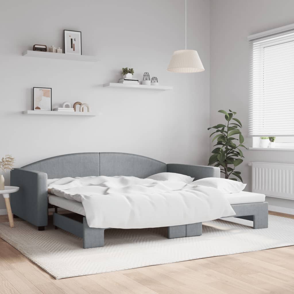 Lit de jour avec gigogne sans matelas gris clair 100x200 cm - XIOS