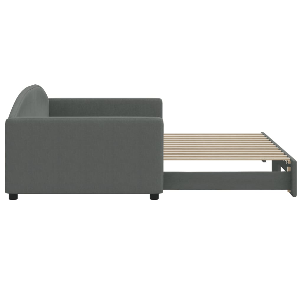 Lit de jour avec gigogne sans matelas gris foncé 100x200 cm - XIOS