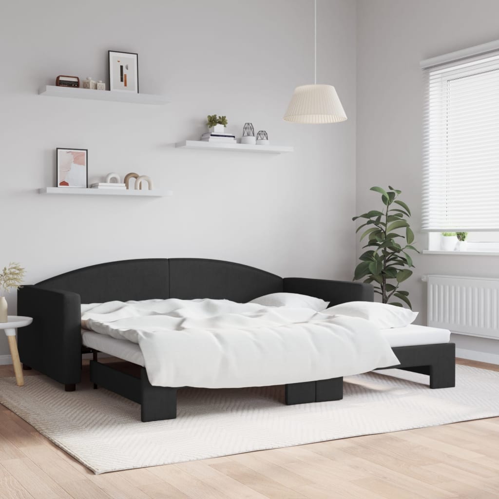 Lit de jour avec gigogne sans matelas noir 100x200 cm - XIOS