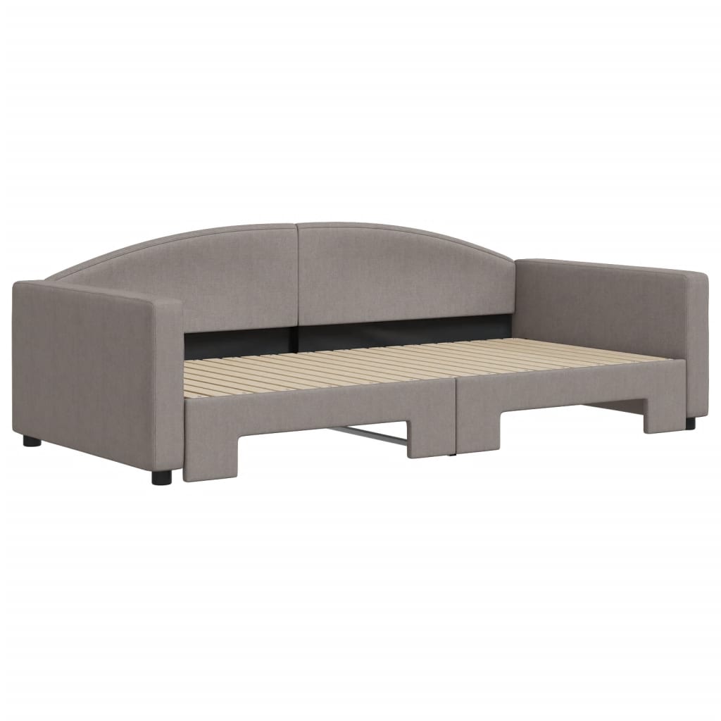Lit de jour avec lit gigogne taupe 100x200 cm tissu - XIOS