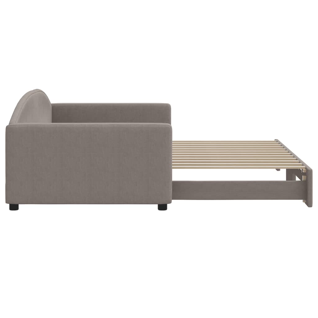 Lit de jour avec lit gigogne taupe 100x200 cm tissu - XIOS