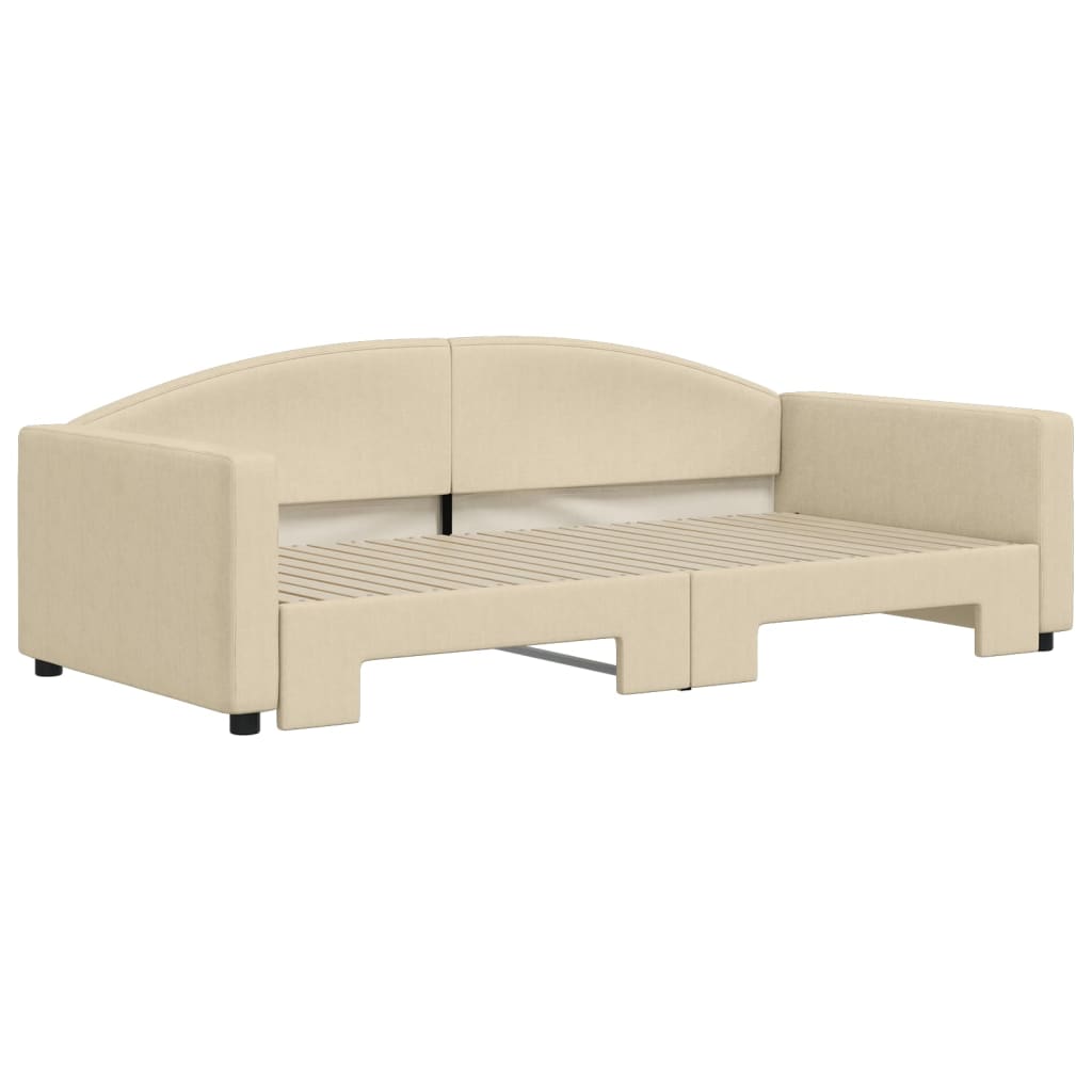 Lit de jour avec lit gigogne crème 100x200 cm tissu - XIOS