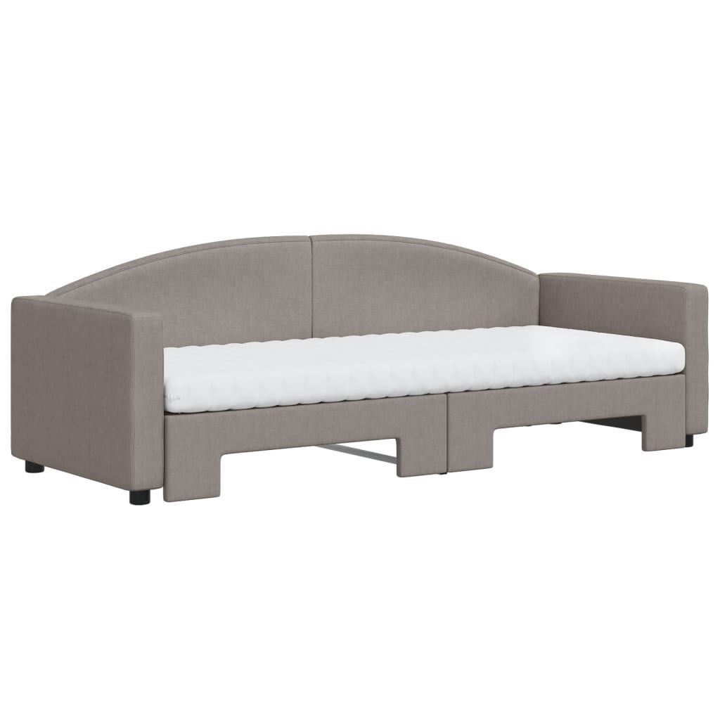 Lit de jour avec gigogne et matelas taupe 80x200 cm tissu - XIOS