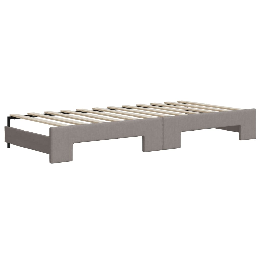 Lit de jour avec gigogne et matelas taupe 80x200 cm tissu - XIOS