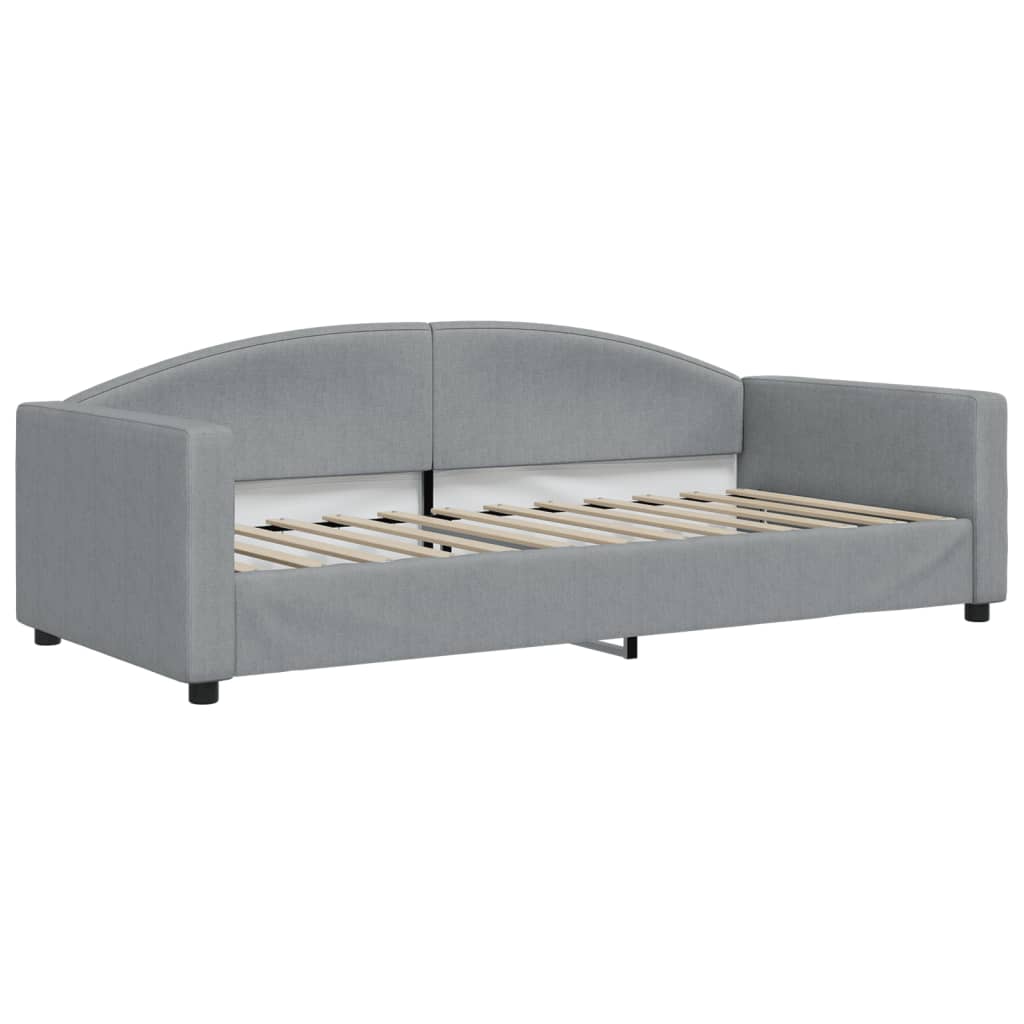 Lit de jour avec gigogne et matelas gris clair 90x200 cm tissu - XIOS