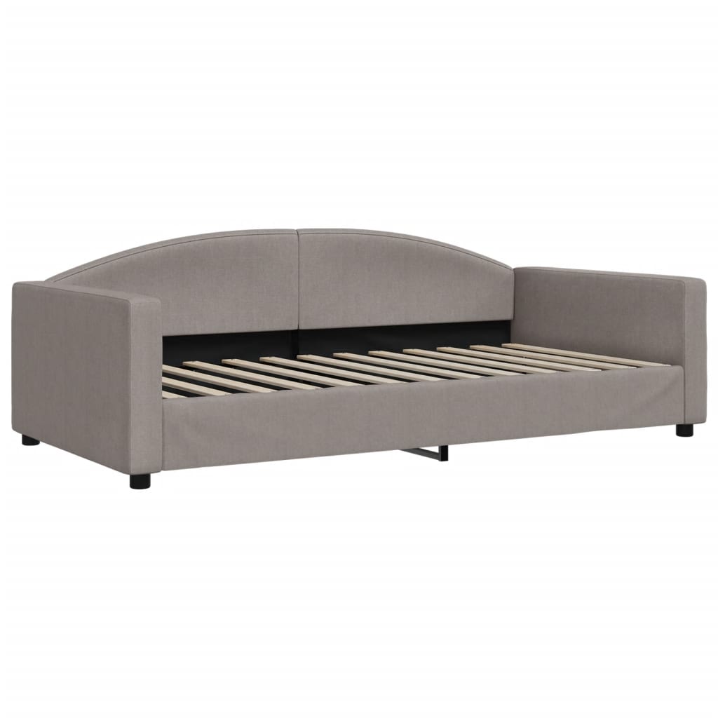 Lit de jour avec gigogne et matelas taupe 100x200 cm tissu - XIOS