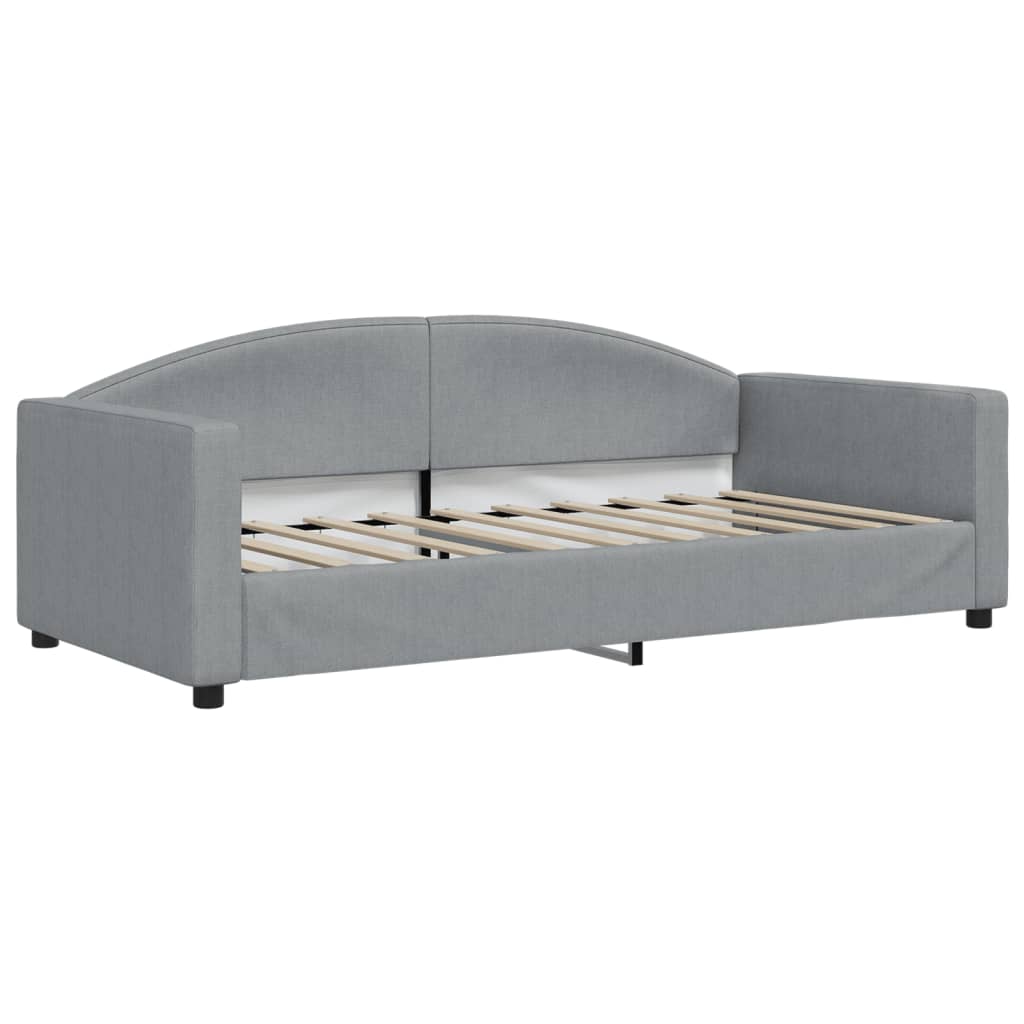 Lit de jour avec gigogne et matelas gris clair 90x190 cm tissu - XIOS