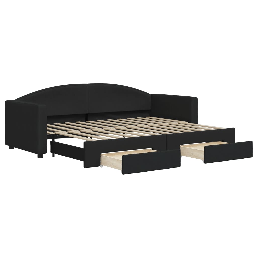 Lit de jour avec gigogne et tiroirs sans matelas noir 80x200 cm - XIOS