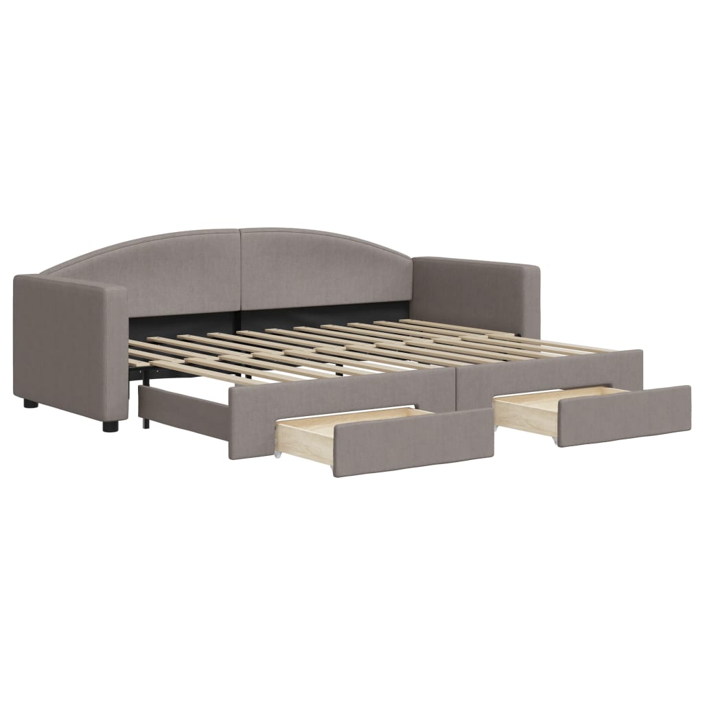 Lit de jour avec gigogne et tiroirs sans matelas taupe 80x200cm - XIOS