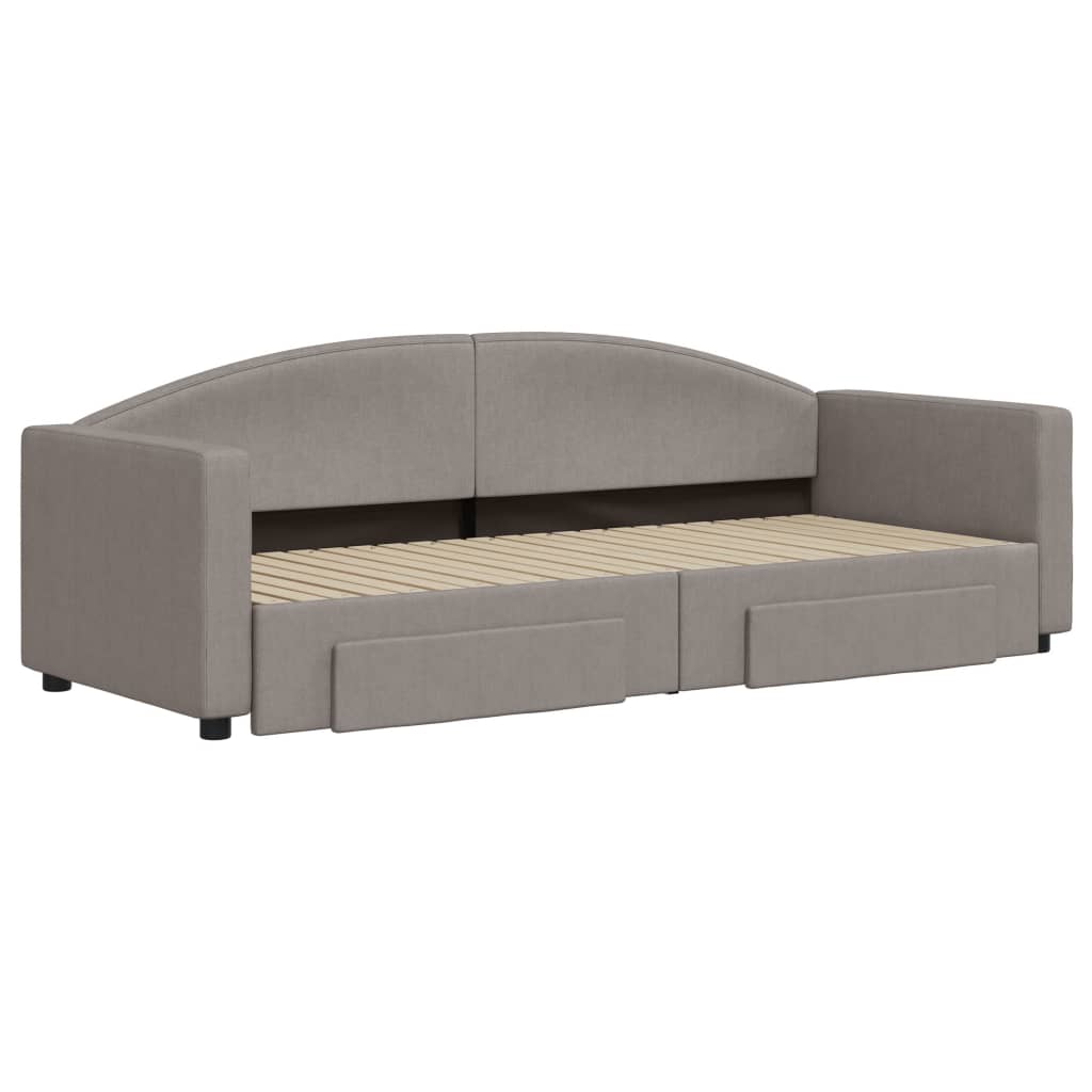 Lit de jour avec gigogne et tiroirs sans matelas taupe 80x200cm - XIOS
