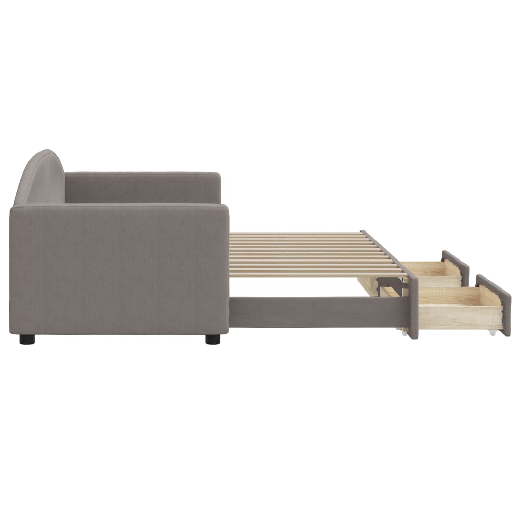 Lit de jour avec gigogne et tiroirs sans matelas taupe 80x200cm - XIOS