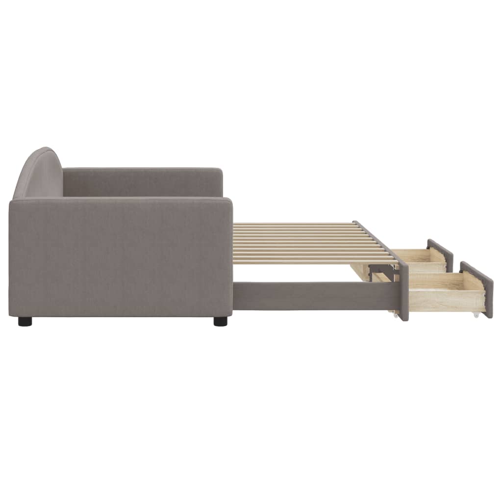 Lit de jour avec gigogne et tiroirs sans matelas taupe 90x200cm - XIOS