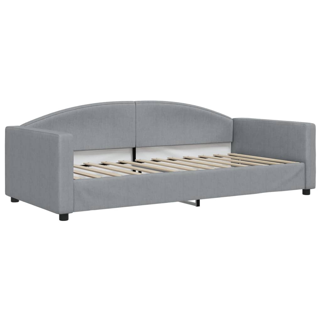 Lit de jour avec gigogne et tiroirs gris clair 90x200 cm tissu - XIOS