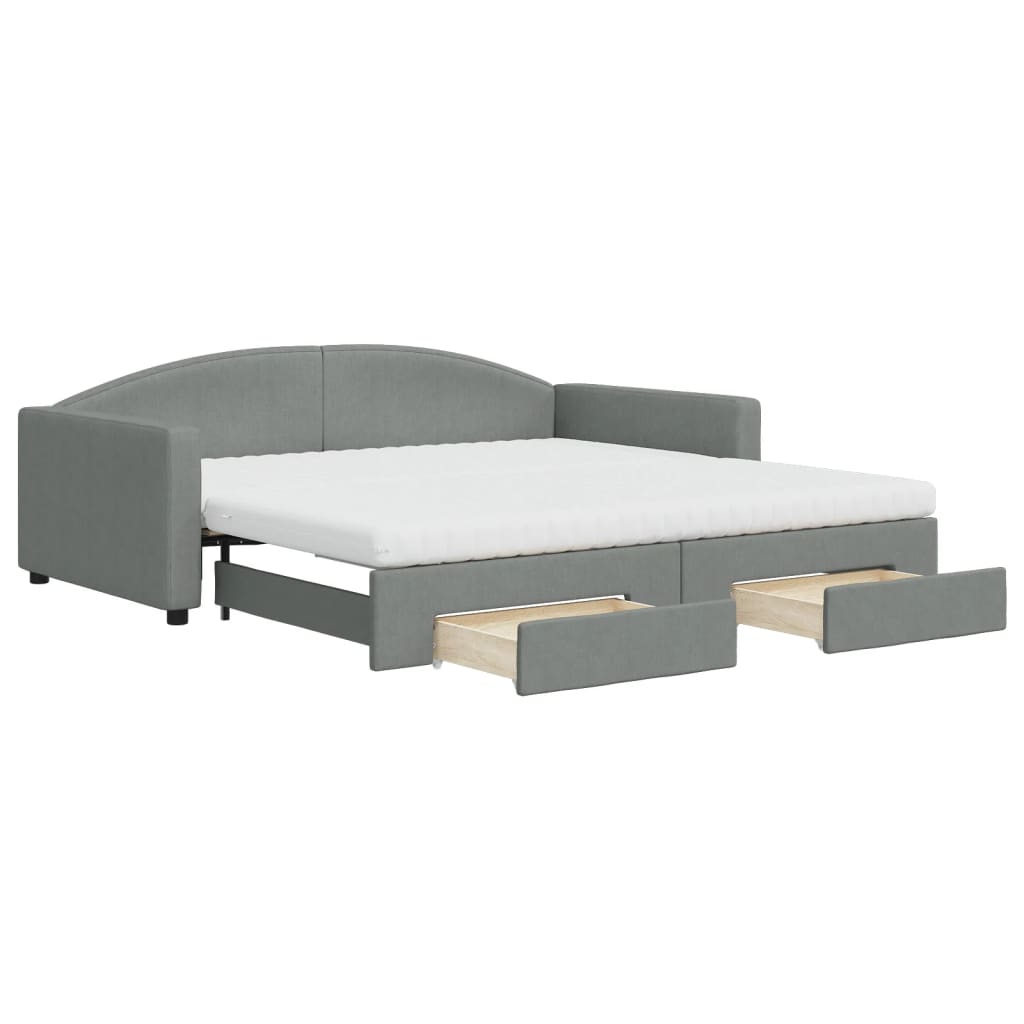 Lit de jour avec gigogne et tiroirs gris foncé 100x200 cm tissu - XIOS