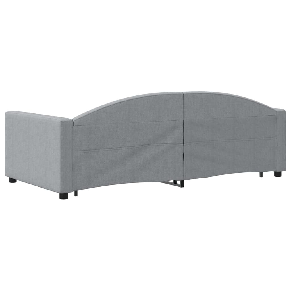 Lit de jour avec lit gigogne gris clair 100x190 cm tissu - XIOS