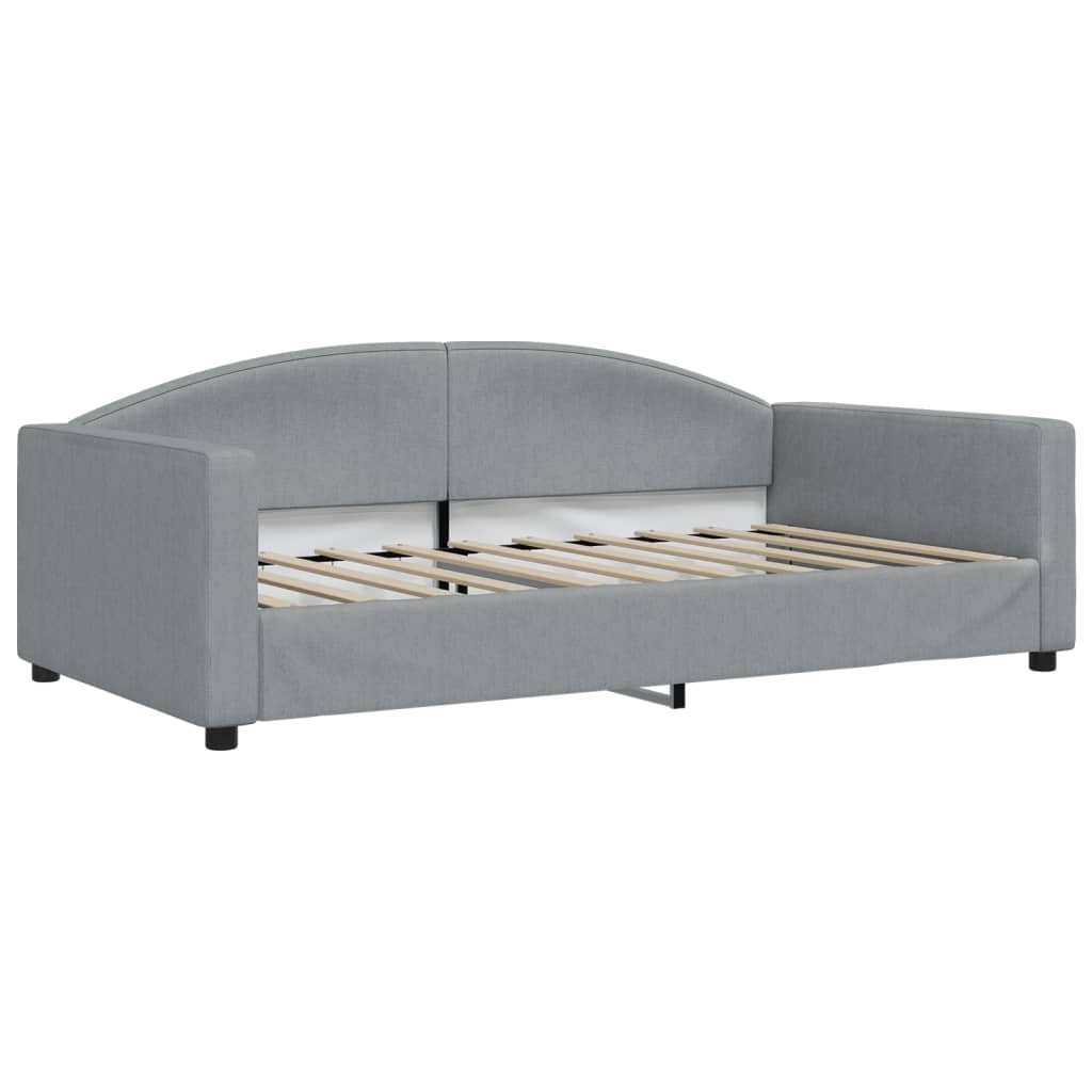 Lit de jour avec lit gigogne gris clair 100x190 cm tissu - XIOS