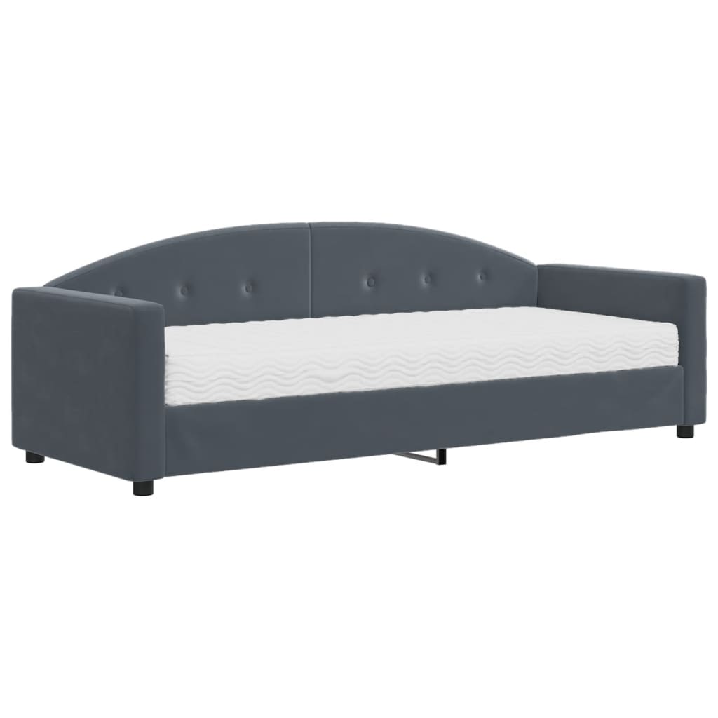 Lit de jour avec matelas gris foncé 80x200 cm velours - XIOS