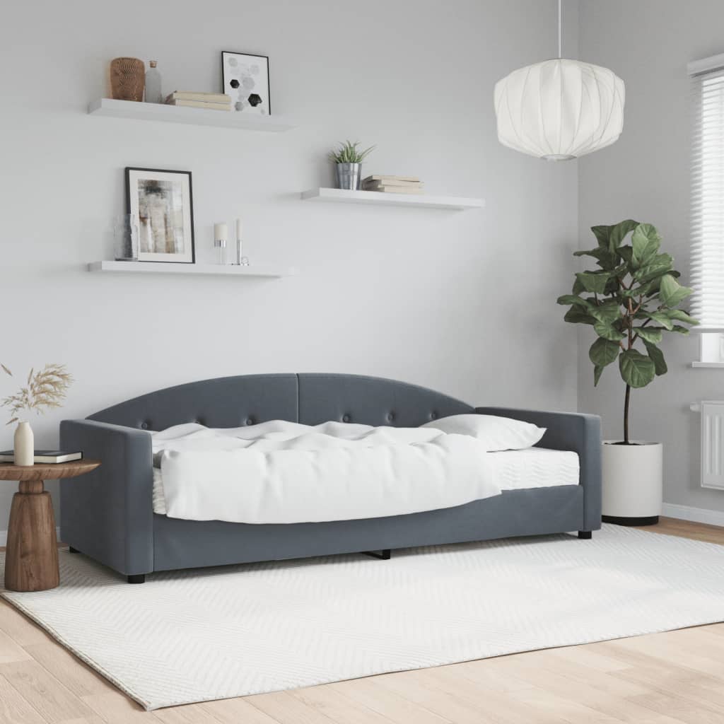 Lit de jour avec matelas gris foncé 80x200 cm velours - XIOS