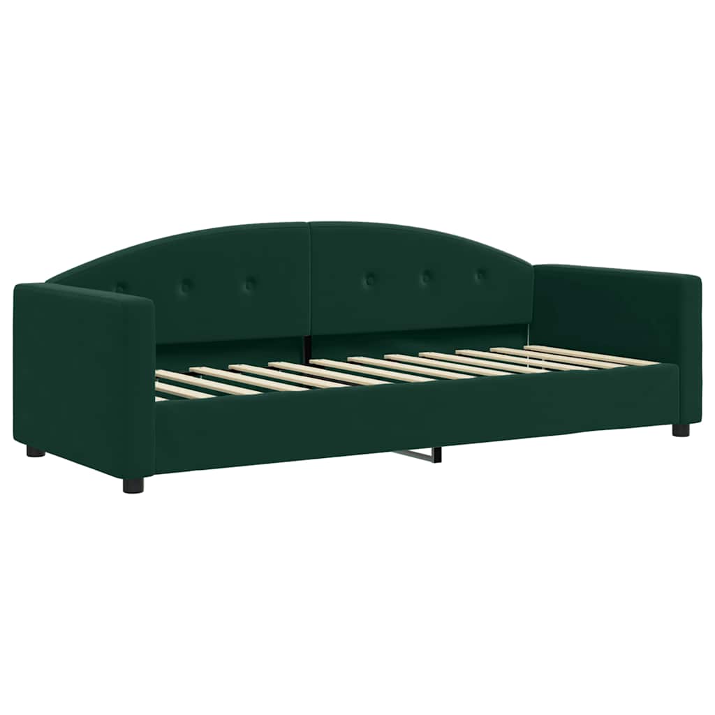 Lit de jour avec matelas vert foncé 80x200 cm velours - XIOS