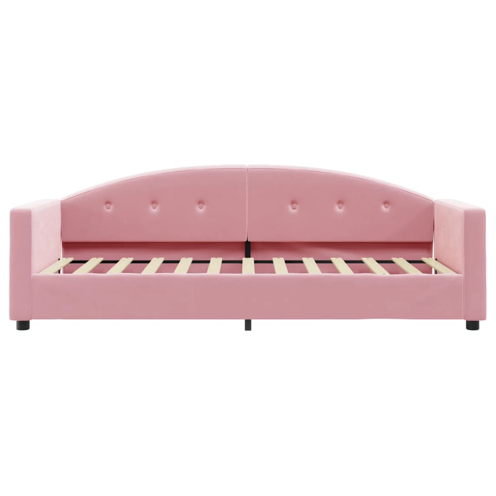 Lit de jour avec matelas rose 80x200 cm velours - XIOS