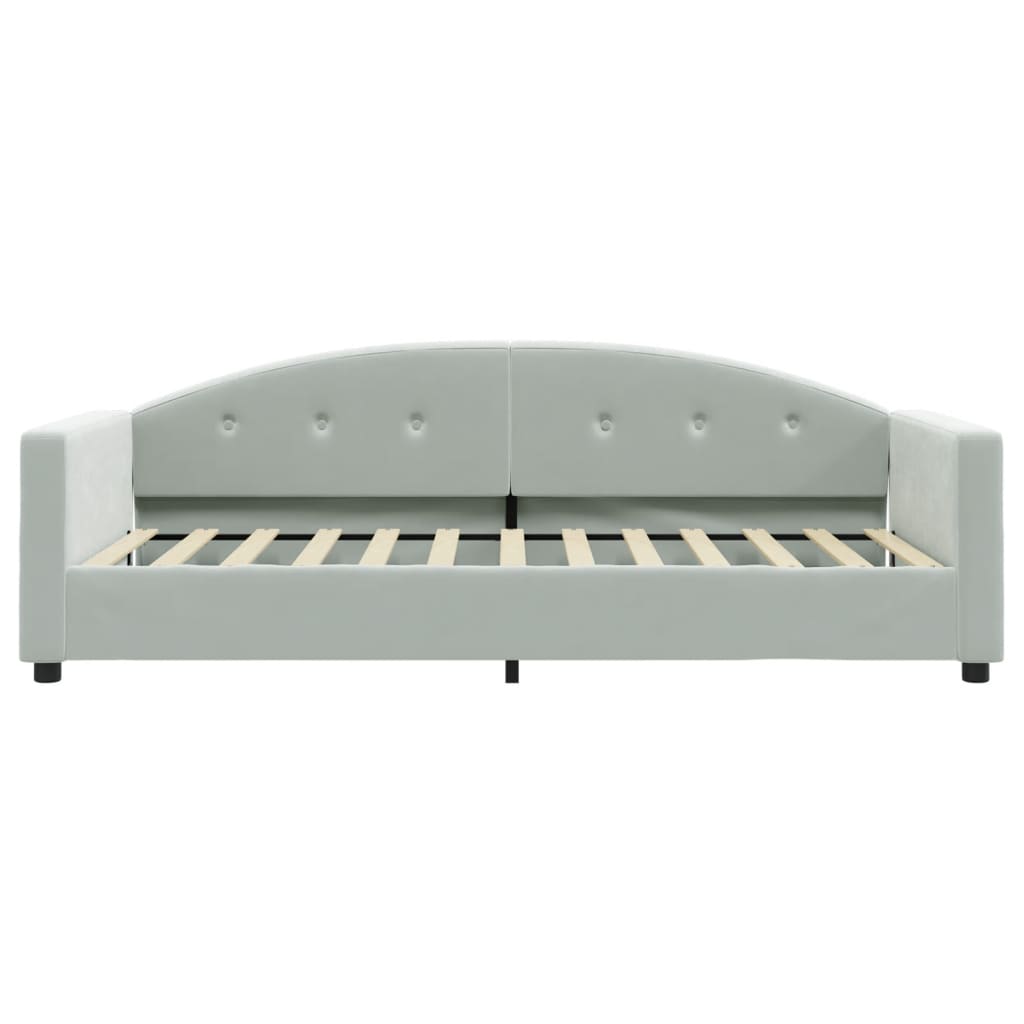 Lit de jour avec matelas gris clair 90x200 cm velours - XIOS