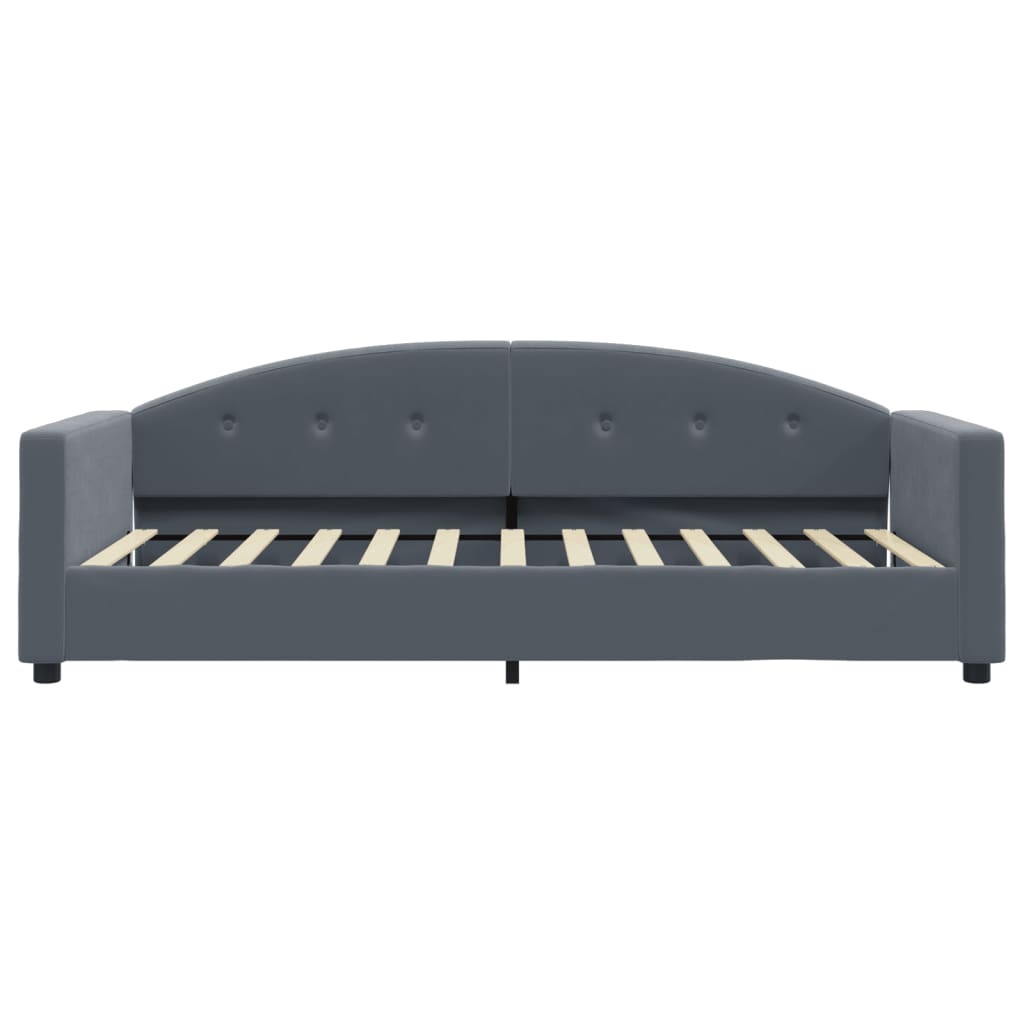 Lit de jour avec matelas gris foncé 90x200 cm velours - XIOS