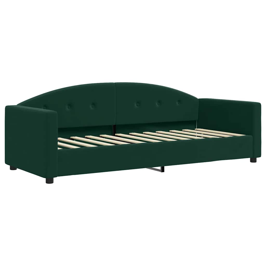 Lit de jour avec matelas vert foncé 90x200 cm velours - XIOS