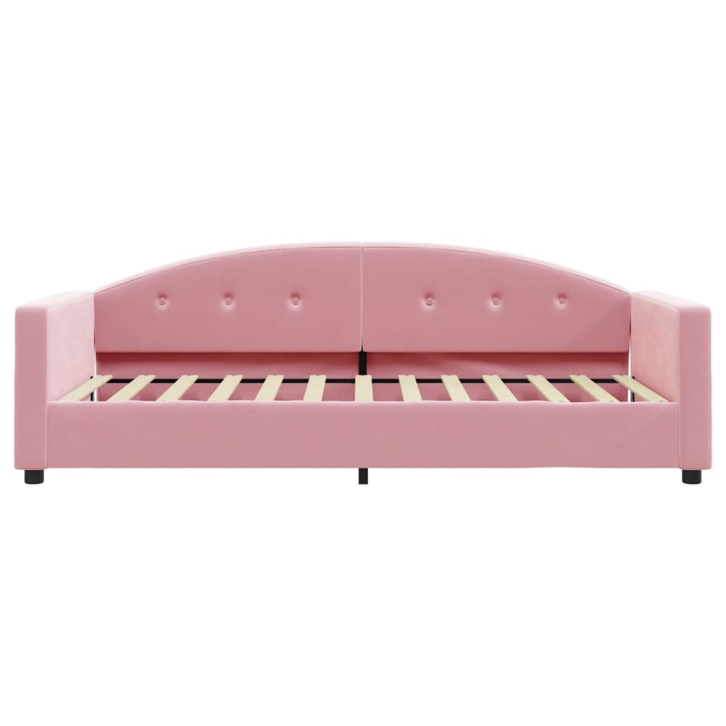 Lit de jour avec matelas rose 90x200 cm velours - XIOS